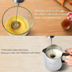 Milk Frother, Handheld Battery Operated Frother for Coffee,Portable Drink Mixer with 2 Stainless Steel Whisk Heads, Milk Foamer for Keto Coffee, Latte, Cappuccino, Hot Chocolate, Silver
