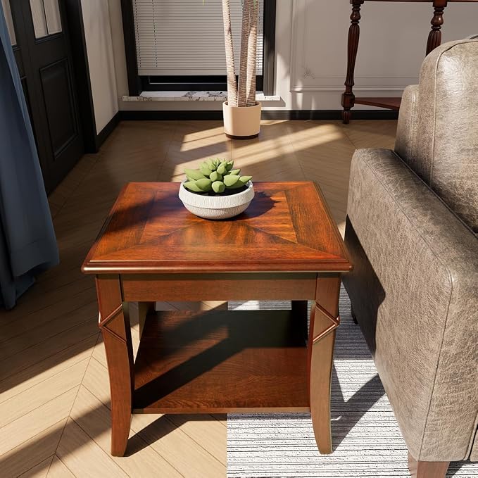 Mid-Century Modern Living Room Coffee Table Set, 2-Piece Solid Wood Living Room - Image 6