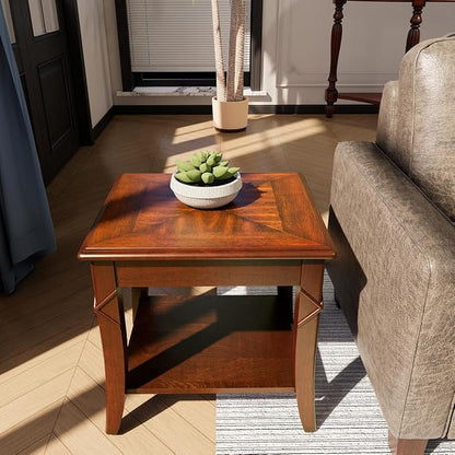 Mid-Century Modern Living Room Coffee Table Set, 2-Piece Solid Wood Living Room - Image 6