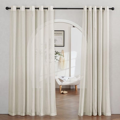 NICETOWN Semi Sheer Curtains Linen Blend Extra Wide by NICETOWN