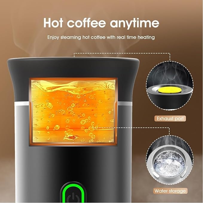 Esprova Portable Espresso Machine, Portable Electric Coffee Maker for Travel Camping, 3-in-1 Self-Heating Espresso Maker, Compatible with Ground Coffee and Capsules, Compact Lightweight (White)