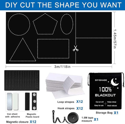 100% Blackout Blind Magnetic Window Cover, Portable Blackout Curtain 118x57” | - Image 8