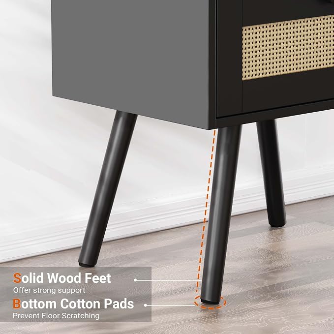 SUPERJARE Nightstands with Charging Station, Bedside Table Set of 2 with PE - Image 6