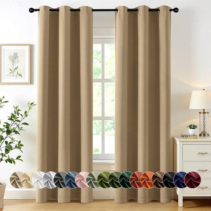 MIULEE Blackout Curtains for Bedroom 2 Panels 40 x 72 Inch Long Taupe Brown | by MIULEE