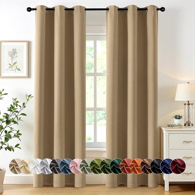 MIULEE Blackout Curtains for Bedroom 2 Panels 40 x 84 Inch Long Taupe Brown | by MIULEE