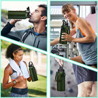 Insulated Water Bottle 32 oz - Cold-48h & Hot-24h Stainless Steel Vacuum Flask with Straw & Pop-up Chug Lid, Leak Proof 32oz Water Bottles, Wide Mouth Hydro Metal Thermal Cups for Gym Work
