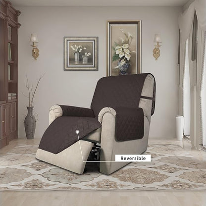 Easy-Going Reversible Couch Cover, Recliner 22 in, Chocolate/Chocolate | - Image 2