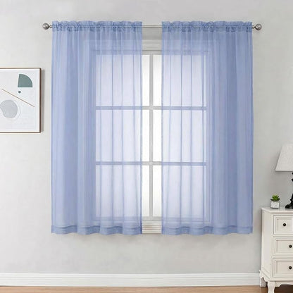Sheer Curtains 63 inch Length 2 Panels Set by OVZME