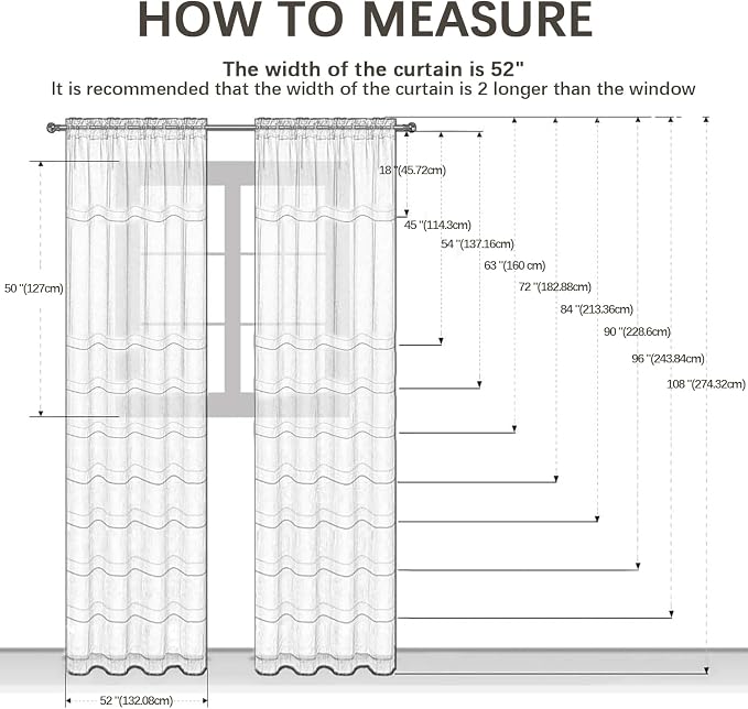 SpaceDresser Ivory Sheer Curtains 4 Panels Rod Pocket Semi-Sheer Curtain 108 - Image 9