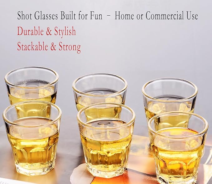 8 Piece Shot Glasses Set 50ML/1.5oz.Small Espresso and LiquorGlasses for Whiskey TequilaVodka, Thick Glass Cups forPotter Style Cocktails Bar Party