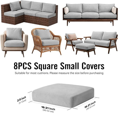 8Pcs Outdoor Cushion Covers, Stretch Patio Furniture Couch Chair Slipcovers | - Image 2