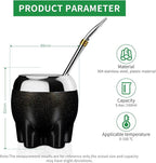 Premium Yerba Mate Cup 5 in 1 Set, Including Stainless Steel Gourd (Glitter Stars, Cute Elephant Style) Bombilla Straw, and Tea Shaper Set, 5.4oz, Gift for Women Drinking Coffee Tea Water