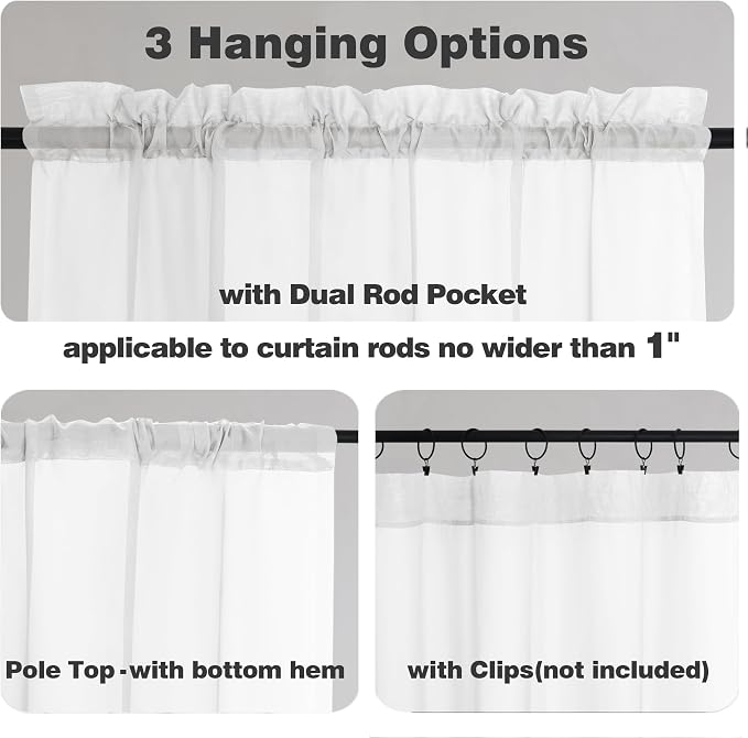 Chyhomenyc White Sheer Curtains 63 Inches Long 2 Panels, Light Filtering Bright - Image 4