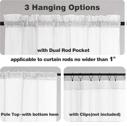 Chyhomenyc White Sheer Curtains 63 Inches Long 2 Panels, Light Filtering Bright - Image 4