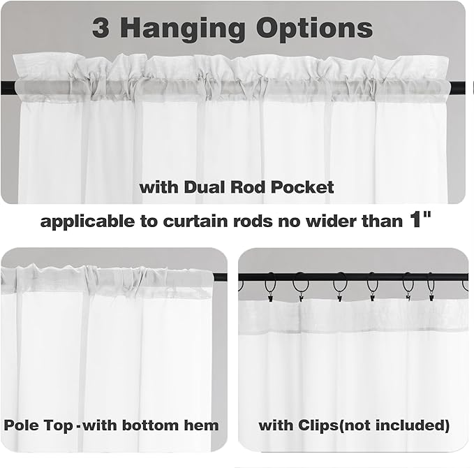 Chyhomenyc Extra Long White Sheer Curtains 144 inch 2 Panels, Translucent - Image 4