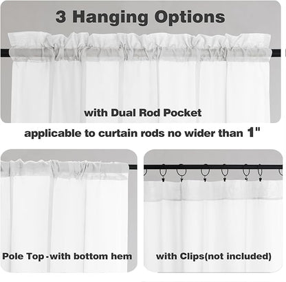 Chyhomenyc Extra Long White Sheer Curtains 144 inch 2 Panels, Translucent - Image 4