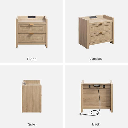 SICOTAS Rattan Nightstands Set of 2 Bedside Table - Image 8