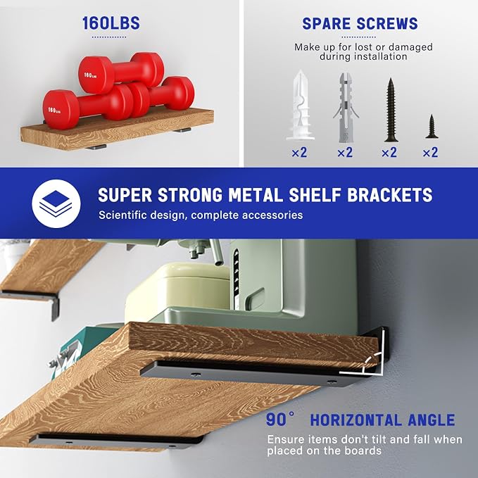 Goovilla Shelf Bracket, Heavy Duty Floating Shelf Brackets 10 inch Long - Image 3