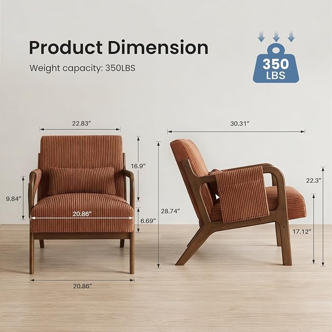 DUMOS Accent Chairs Set of 2, Mid Century Modern Accent Chair - Image 2