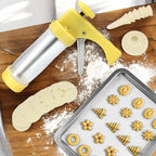 Cookie Press Gun Kit – Cookie Spritzer Set with 16 Discs and 6 Piping Tips for Baking, Cake Icing Nozzle, Deviled Egg Filler, Donut Decorating, Stainless Steel Food Syringe, Extruder, Injector