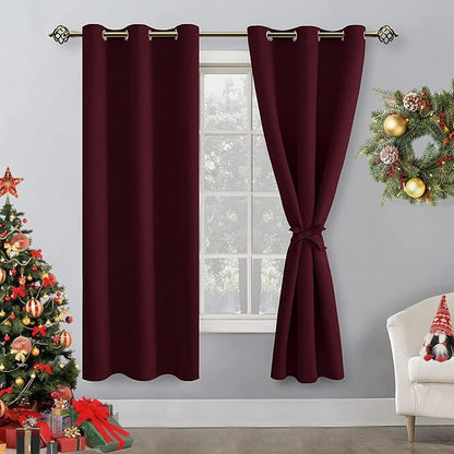 Blackout Curtains for Bedroom 42 x 72 Inches Long Burgundy 2 Panels | Thermal by Hiasan