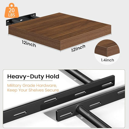 Fun Memories Floating Shelves for Wall, 12 Inch Set of 3 Rustic Wood Wall - Image 4