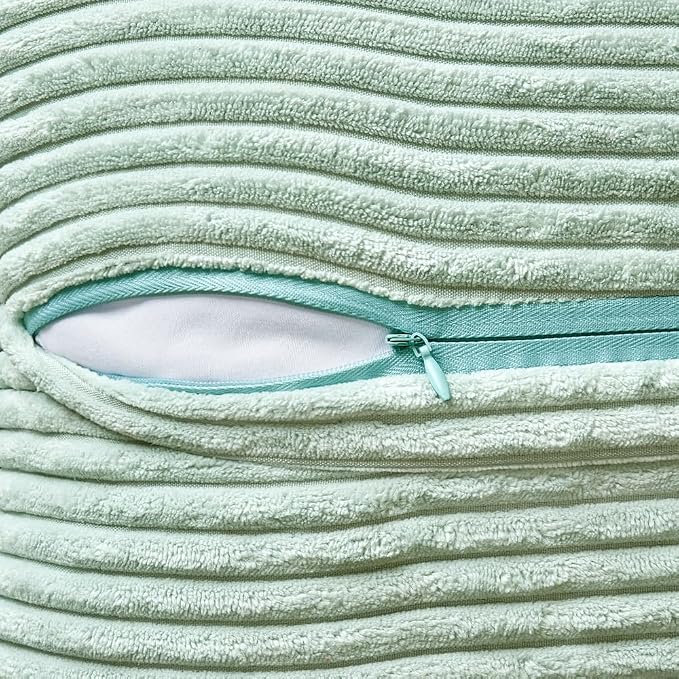 MIULEE Mint Green Corduroy Pillow Covers 20x20 Inch - Image 3