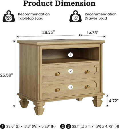 FREDEES 28'' Large Nightstands Set of 2, Smart Bedside Tables - Image 2