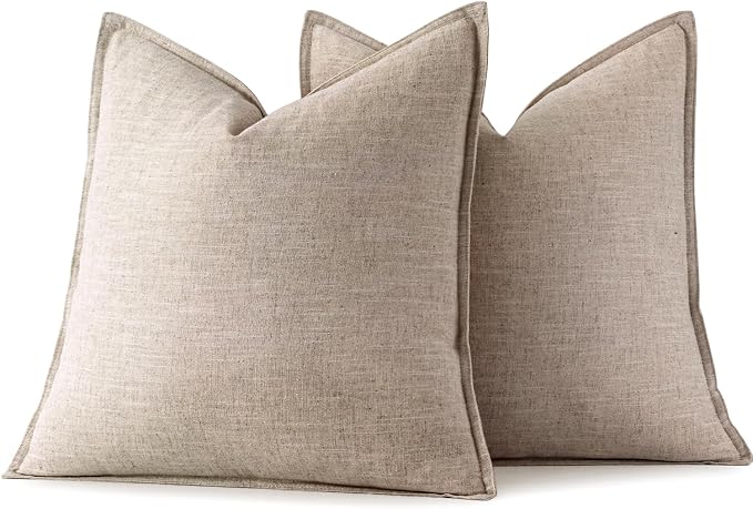 MIULEE Decorative Linen Pillow Covers 20x20 Inch Natural Linen | Boho - Image 7