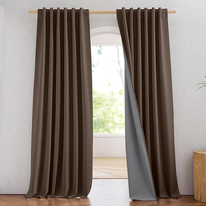 NICETOWN Brown Vintage Linen 100% Blackout Curtains by NICETOWN
