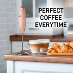 Zulay Kitchen Tornado Whisk Milk Frother with 4 AA Duracell Batteries - Triple Whisk for More Power - Handheld Coffee Frother with Stand - Drink Mixer for Lattes, Matcha & Protein Shakes