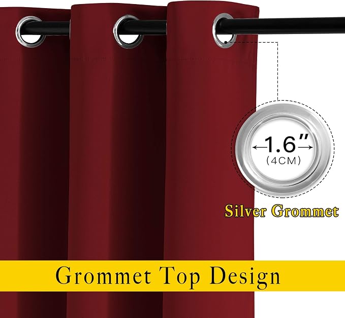 NICETOWN Red Kitchen Curtains for Christmas, Thermal Insulated Grommet Blackout - Image 2