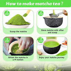 Matcha Set, 6 Pcs Matcha Whisk Set with 20 oz Bowl, Bamboo Whisk for Matcha Tea, Matcha Bowl, Ceramic Matcha whisk Holder, Stainless Sifter and Scoop - Gift for matcha kit Lovers（Black）
