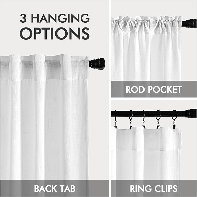 MIULEE White Linen Curtains 84 Inch Length 2 Panels - Image 3