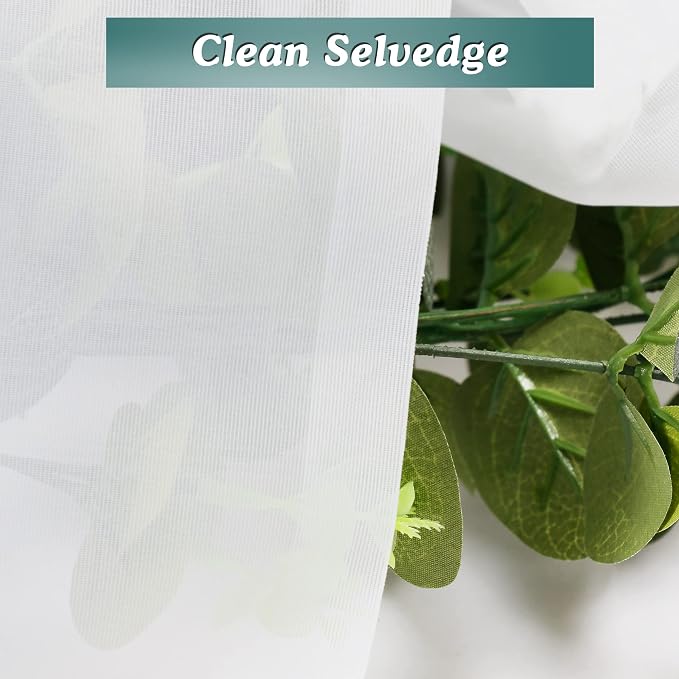 Chyhomenyc White Sheer Curtains 36 inch Length 2 Panels Set | Light Filtering - Image 9
