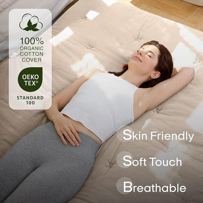 ZonLi Japanese Floor Futon Mattress Full Size 75"x 54", 100% Cotton Cover 4'' - Image 3