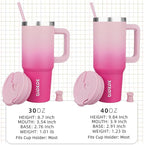 BJPKPK 40oz Stainless Steel Insulated Tumbler With Handle And Lid Straw Travel Coffee Mug Thermal Cup,Cherry Blossom