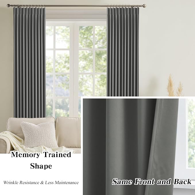 Custom Pleat Block Out Bedroom Curtains & Drapes 92 Inches Long, Thermal - Image 6