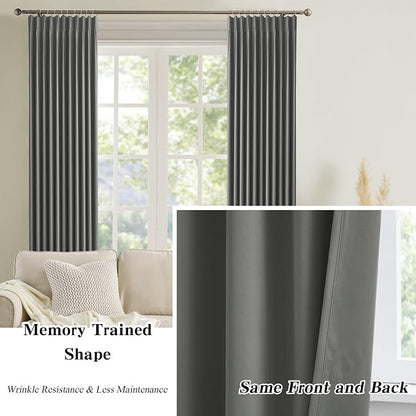 Extra Wide Blackout Curtains 102 Inches Long, Pinch Pleated Curtain - Image 6