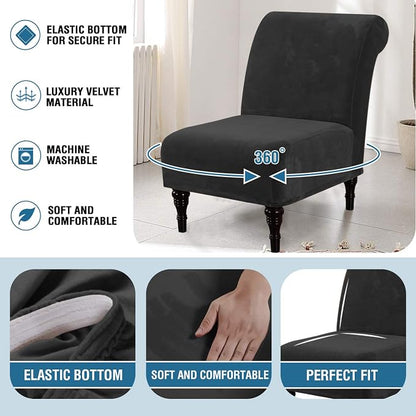 H.VERSAILTEX Armless Accent Chair Covers Thick Velvet Armless Chair Slipcovers - Image 6