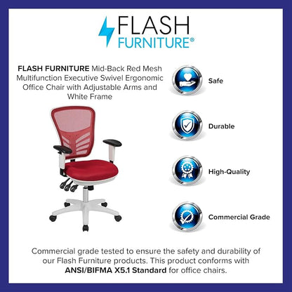 Flash Furniture Nicholas Mid-Back Red Mesh Multifunction Executive Swivel - Image 4