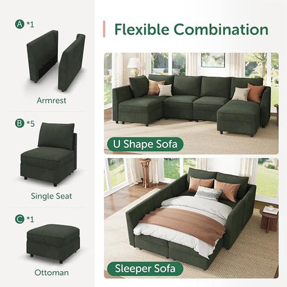 HONBAY Modular Sofa Sectional Sleeper Couch - Image 4