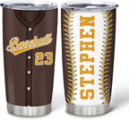 Hyturtle Personalized Baseball Tumbler Baseball Players Design Stainless Steel Double Walled Vacuum Insulated Tumblers 20oz30oz Coffee Travel Mug Cup Christmas Gift For Men Boys Friends Dad Sports Fan