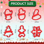 Christmas Cookie Cutters, 6 Pcs Holiday Cookie Cutter with Comfort Grip - Gingerbread Men, Christmas Tree, Snowflake, Santa Hat, Gloves, Snow Man Shapes Cookie Mold for Winter Holiday Party Supplies