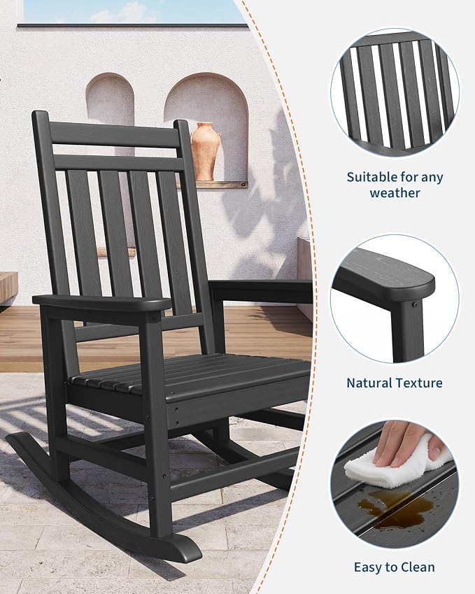 GarveeLife Poly Lumber Rocking Chair Outdoor Set of 4 - Image 3