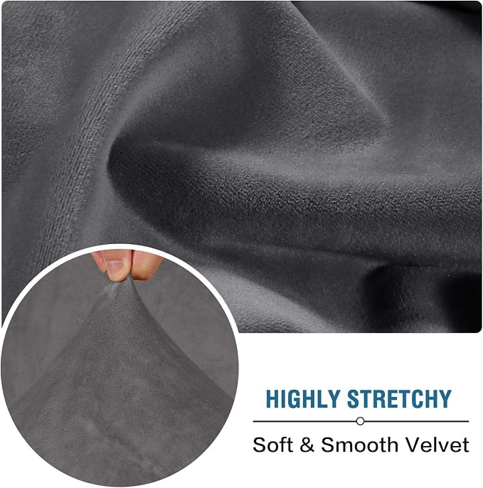 H.VERSAILTEX Velvet Stretch Sectional Couch Covers 3 Pieces Sofa Seat Cushion - Image 5