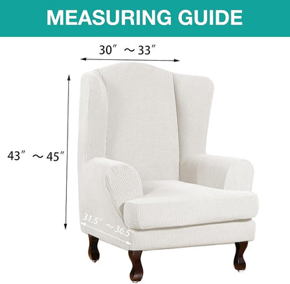 Turquoize Wingback Chair Covers 2 Piece Wing Chair Slipcover Stretch Slipcovers - Image 5