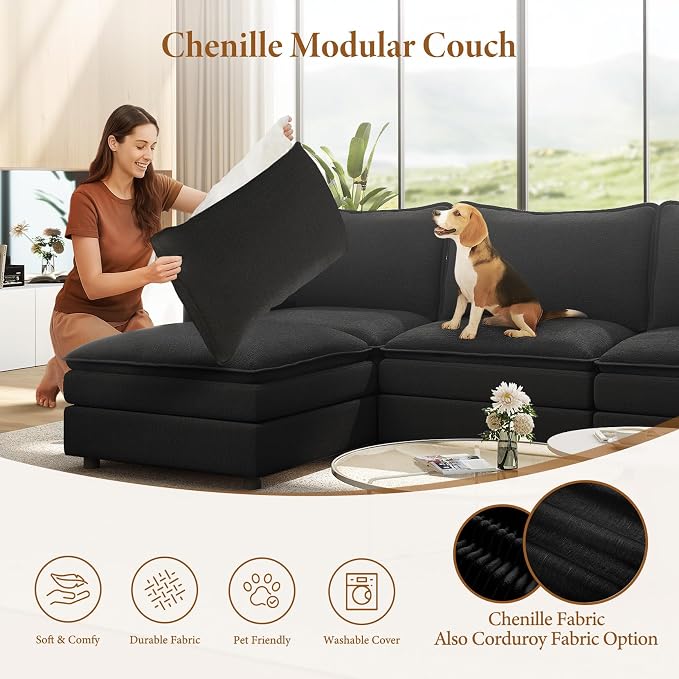 Vesgantti 108" Modular Sectional Sofa, Comfy Cloud Couch - Image 6