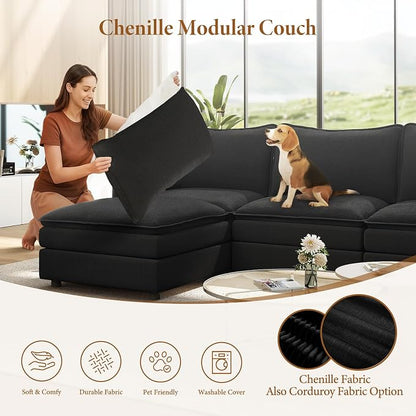 Vesgantti 101" V-Shaped Corner Couch Sectional, 7 Seat Customizable Modular - Image 6