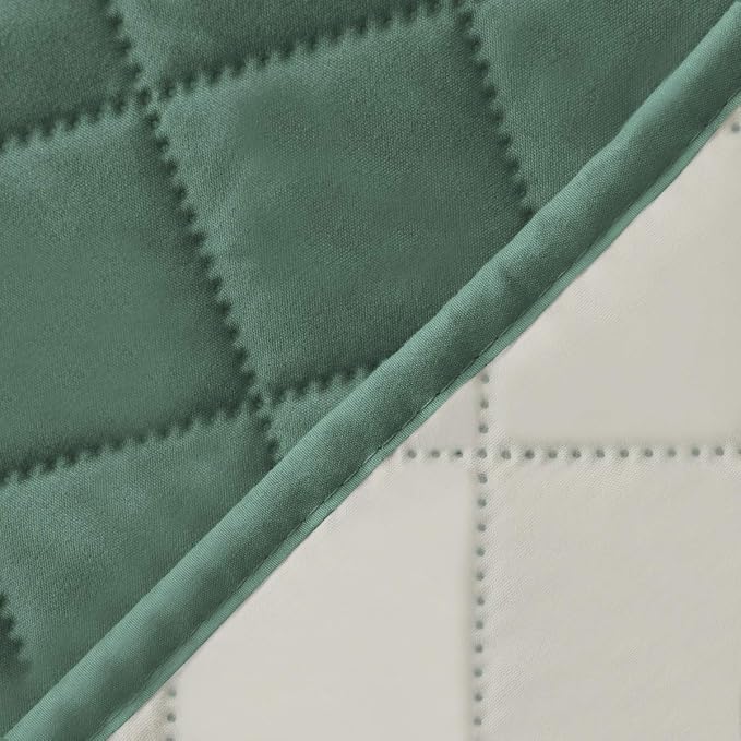 Easy-Going Reversible Couch Cover, 3 Cushion Sofa, Cyan/Ivory | Machine - Image 6